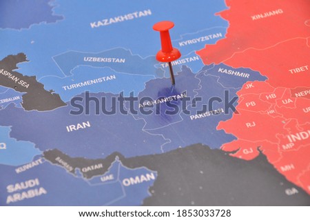 Afghanistan map on World map Royalty-Free Stock Photo #1853033728