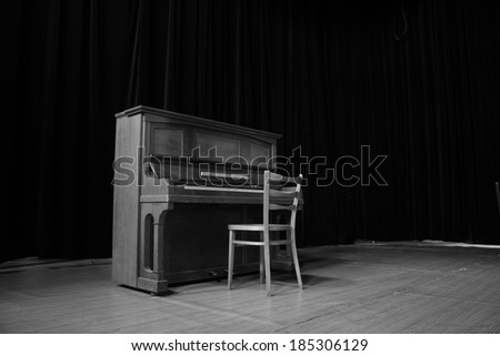 Classical old piano in black and white