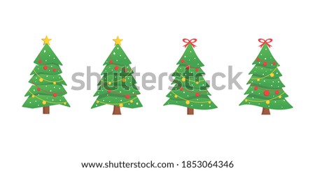 Set of collection tree christmas flat design bundle logo icon