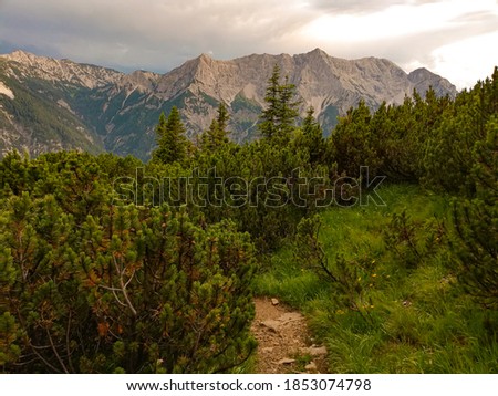 View on the mountain range in Europe Alps.