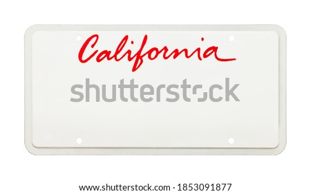 California License Plate with Copy Space Cut Out. Royalty-Free Stock Photo #1853091877