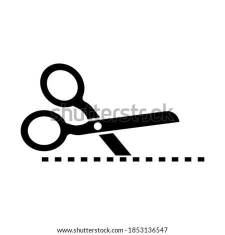 Scissors line in paper cut style on white background. Tailoring icon. Vector design. Stock image.