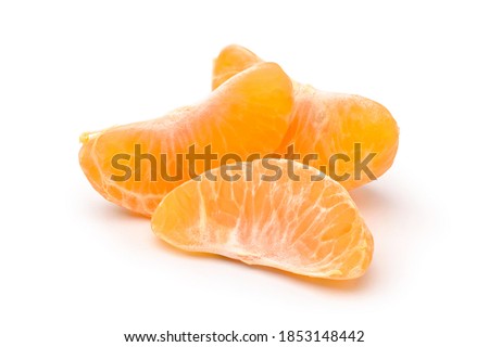 Close-up tangerine segment isolated on white background. Royalty-Free Stock Photo #1853148442