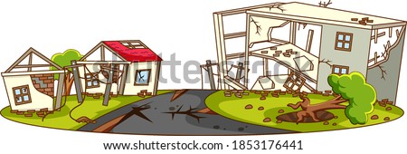 Houses destroy from natural disaster illustration