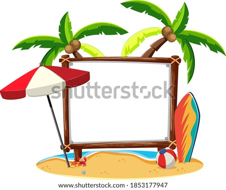 Blank banner with summer theme illustration