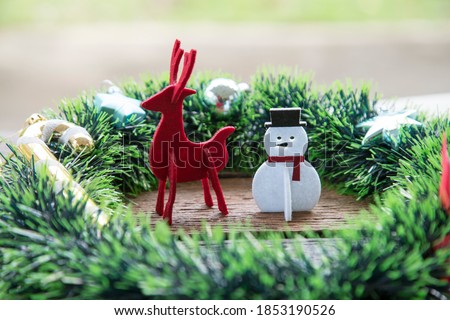 a Christmas decorations on wood