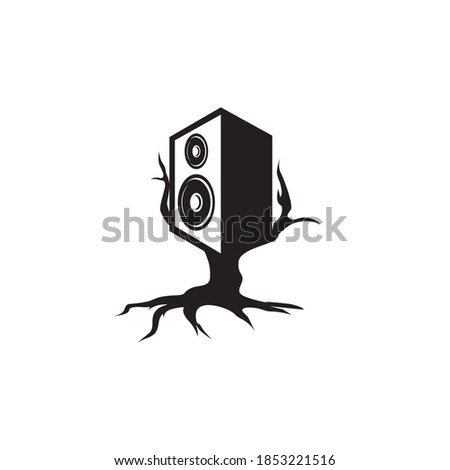 electronic sub woofer speaker on tree vector icon