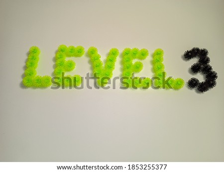 
level 3, colored 3d inscription on a white background