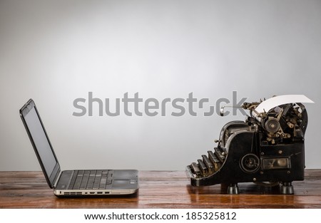 New and old typing machines Royalty-Free Stock Photo #185325812