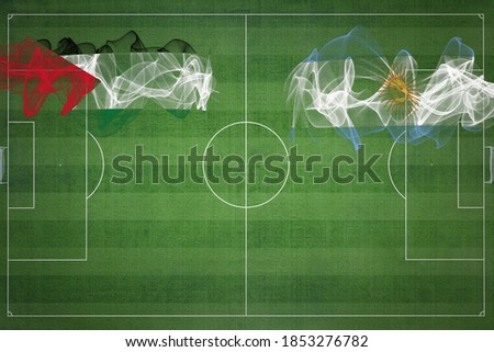 Palestine vs Argentina Soccer Match, national colors, national flags, soccer field, football game, Competition concept, Copy space
