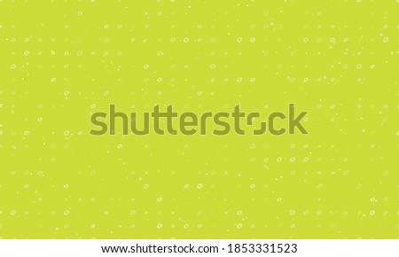 Seamless background pattern of evenly spaced white rugby symbols of different sizes and opacity. Vector illustration on lime background with stars