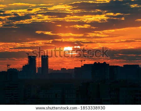 Beautiful sunset over Moscow. Russia