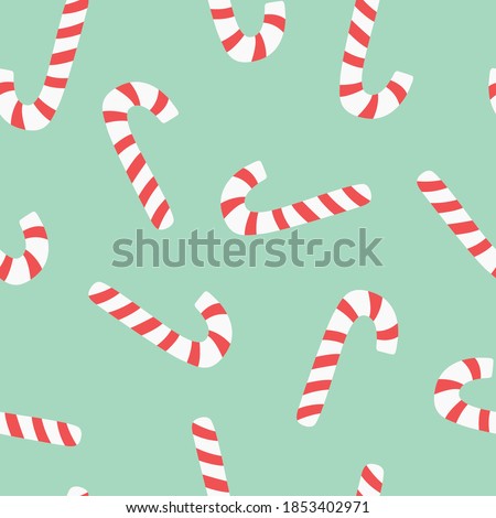Candy cane holiday seamless pattern. Merry Christmas and Happy New Year design. Colorful flat vector illustration