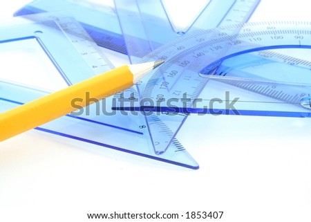 Various drawing equipment on a white background