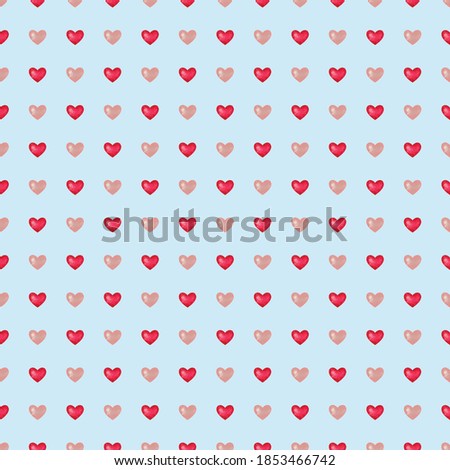 pink and red hearts seamless pattern on blue background. Vector illustration.Fabric pattern vector.