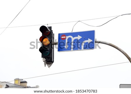 traffic lights and road signs in the city