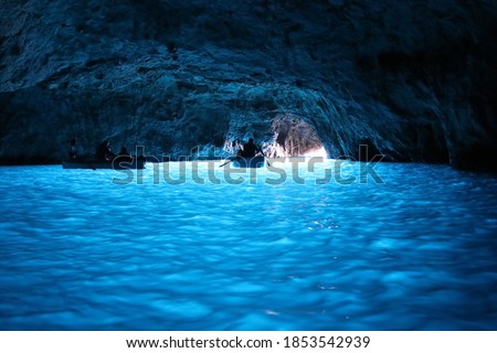 Blue Grotto on the coast of the island of Capri, Italy Royalty-Free Stock Photo #1853542939