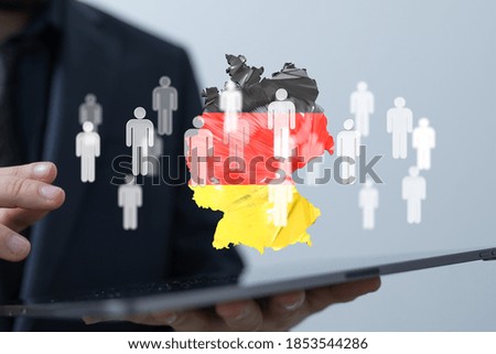 3D map of Germany. Map of Germany land border with flag. Germany map on white background. 3d rendering.