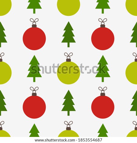 Christmas red and green seamless pattern. Vector illustration.