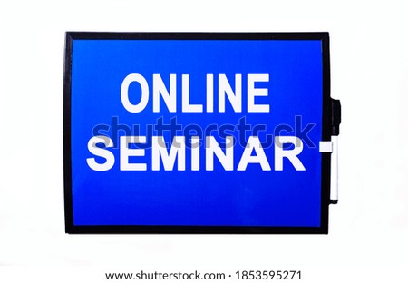 On a blue background a white inscription ONLINE SEMINAR