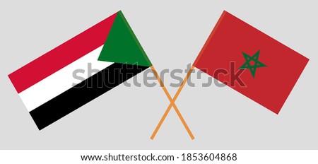 Crossed flags of Morocco and Sudan