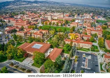 Aerial View of the University of Colorado in Boulder Royalty-Free Stock Photo #1853645644