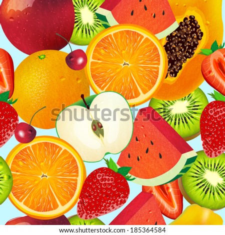 Summer Tropical Fruits Vector Illustration Design 