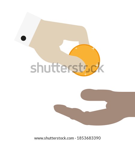 Alms, salary, rich and poor. Flat style vector illustration isolated on white.