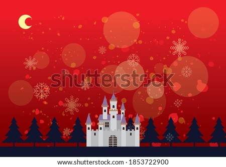 European castle Christmas landscape material
