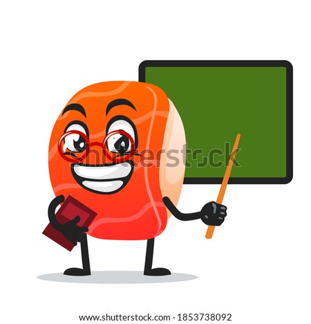 vector illustration of sushi mascot or character teaching in front of blackboard