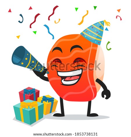 vector illustration of sushi mascot or character celebrate new year party