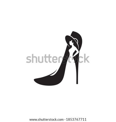 simple modern lady stiletto with negative space lady wearing a hat vector icon Royalty-Free Stock Photo #1853767711