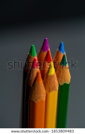 colorful pens stock to gather. color of the rainbow flag. kids use pens in school.