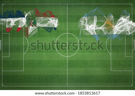 Dominican Republic vs Argentina Soccer Match, national colors, national flags, soccer field, football game, Competition concept, Copy space