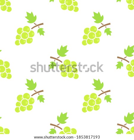 Grape green seamless pattern vector white background. Simple fruit illustration. Fresh healthy food concept.