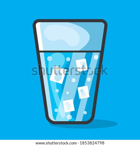 ice water on the glass vector illustration in flat style