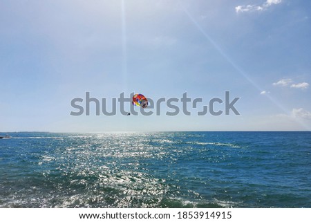Parachute over the sea in sunny summer weather. High quality photo