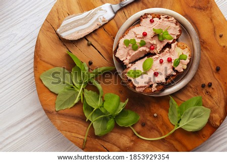 Pate on bread - toast with terrine Royalty-Free Stock Photo #1853929354