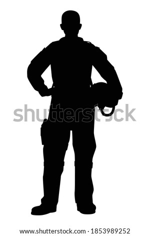 Fighter pilot silhouette vector on white background Royalty-Free Stock Photo #1853989252