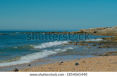 Vendée, FRANCE, photo of the ocean and the reef of the cove of Sauzaie commune of Bretignolles Sur Mer.

