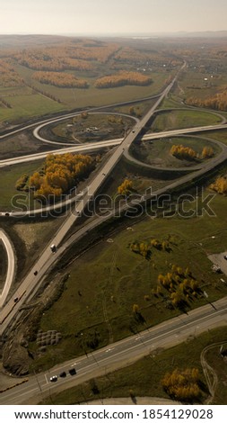 aerial photography autumn the mountains fields roads