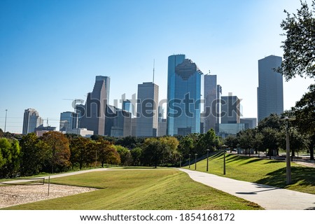 Houston Skyline and Eleanor Tinsley Park