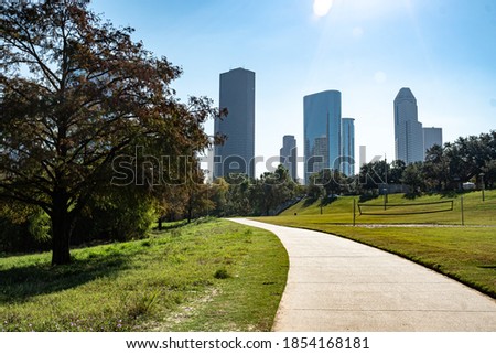 Houston Skyline and Eleanor Tinsley Park