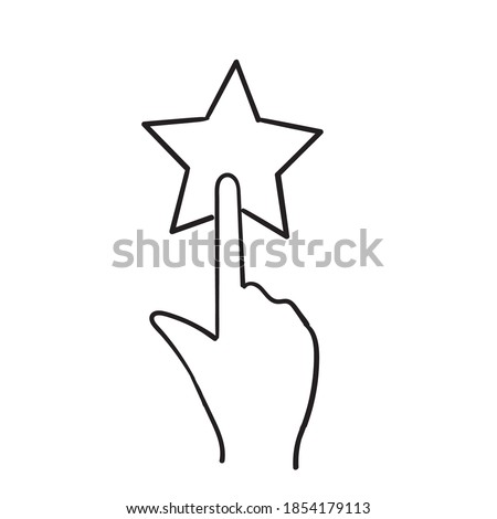 hand drawn finger tap star icon illustration symbol for feedback doodle
