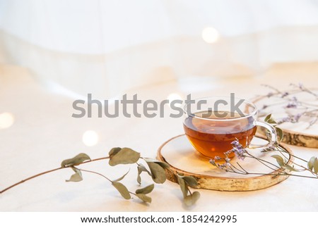 Drink tea at home. Relaxation, home time, and break tea time at home.
 Royalty-Free Stock Photo #1854242995