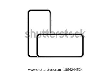 Smartphones Horizontal and Vertical Mockup Isolated on White Background. Vector Illustration