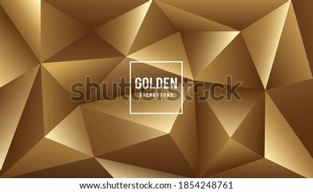 Abstract Luxury golden polygonal modern design. 3D triangular pattern. You can use for cover, poster, banner web, flyer, Landing page, Print ad. Vector illustration