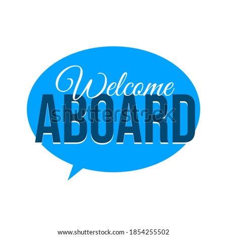 Welcome aboard new joining hiring flat vector label icon background Royalty-Free Stock Photo #1854255502