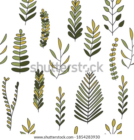 Texture with flowers and plants. Floral ornament. Original vector flowers pattern.
