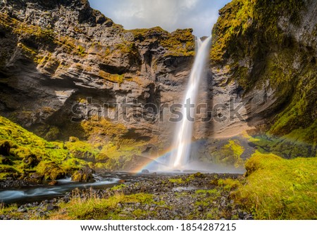 A rainbow in a magic waterfall